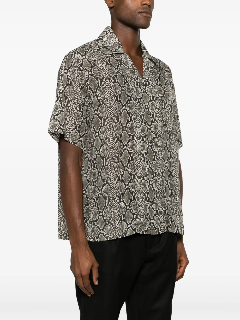 Kapital Short-sleeve Snakeskin-print Shirt In Grey