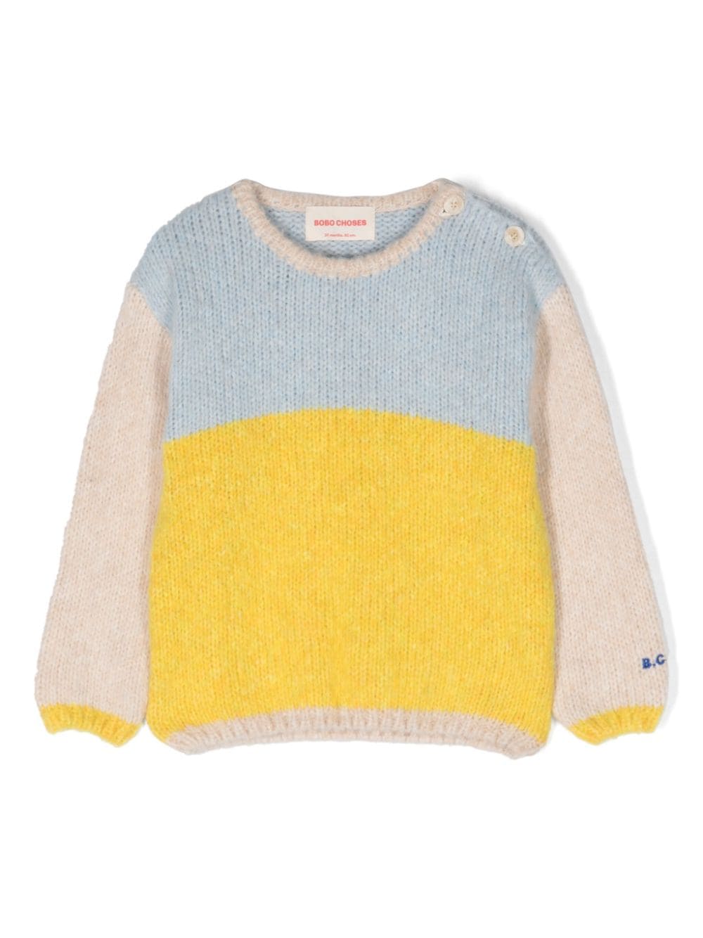Bobo Choses Babies' Logo-embroidered Colour-block Jumper In Yellow