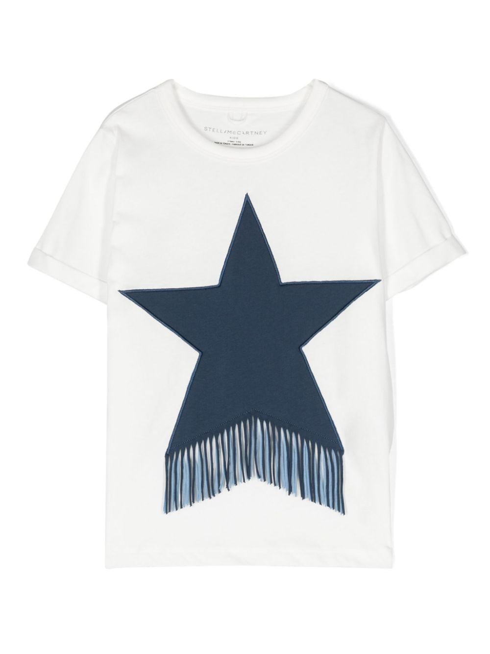 Stella McCartney Kids star-print fringe-detail T-shirt - Bianco