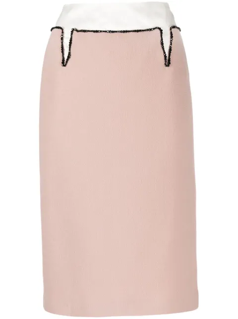 Nº21 crystal-embellished wool-blend pencil skirt