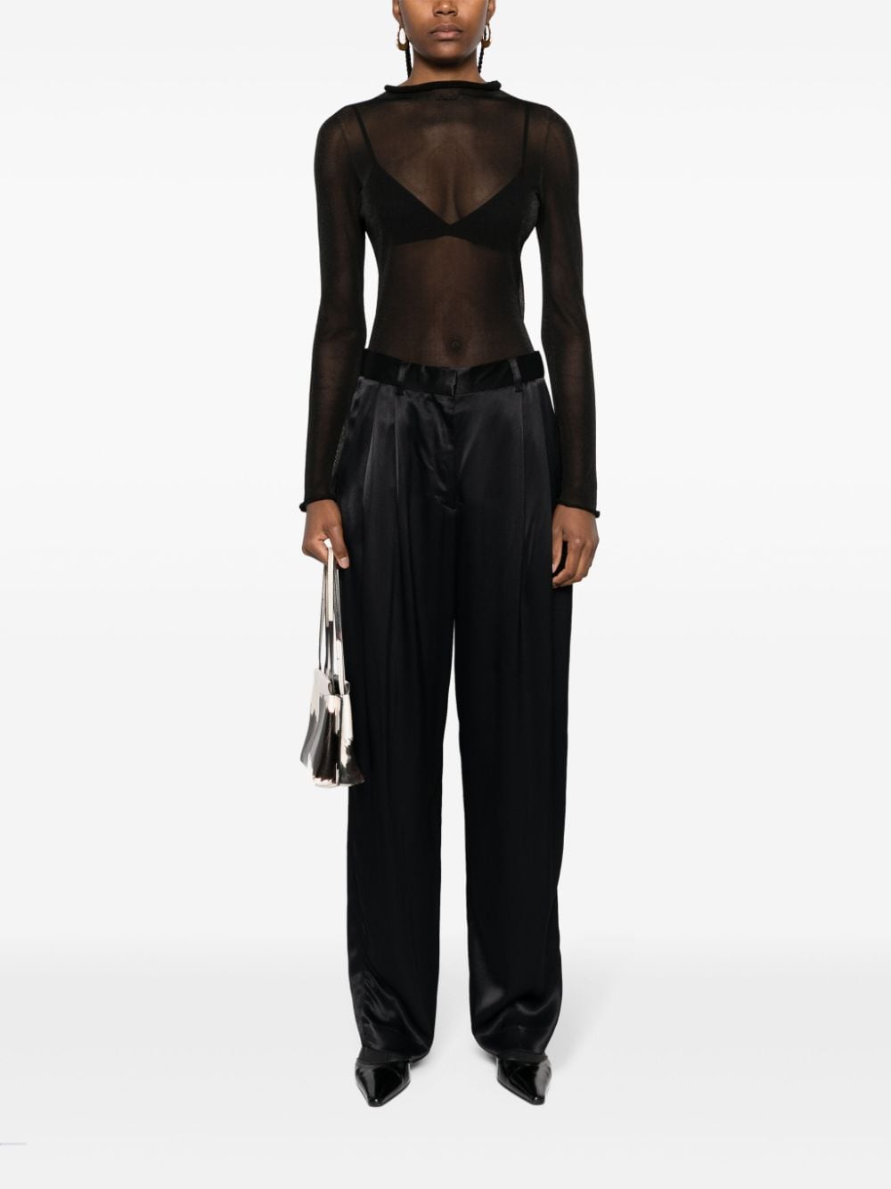 Shop House Of Dagmar High-waisted Wide-leg Trousers In Black