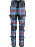 Charles Jeffrey Loverboy tartan buckled straight-leg trousers - Blue