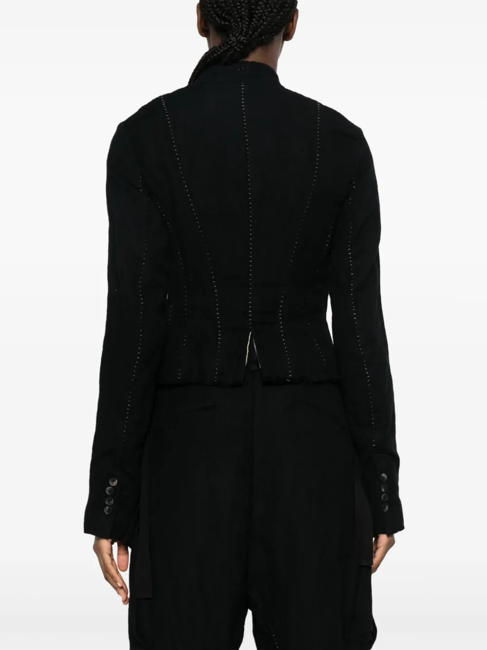 Masnada Perforated Cropped Jacket In Black