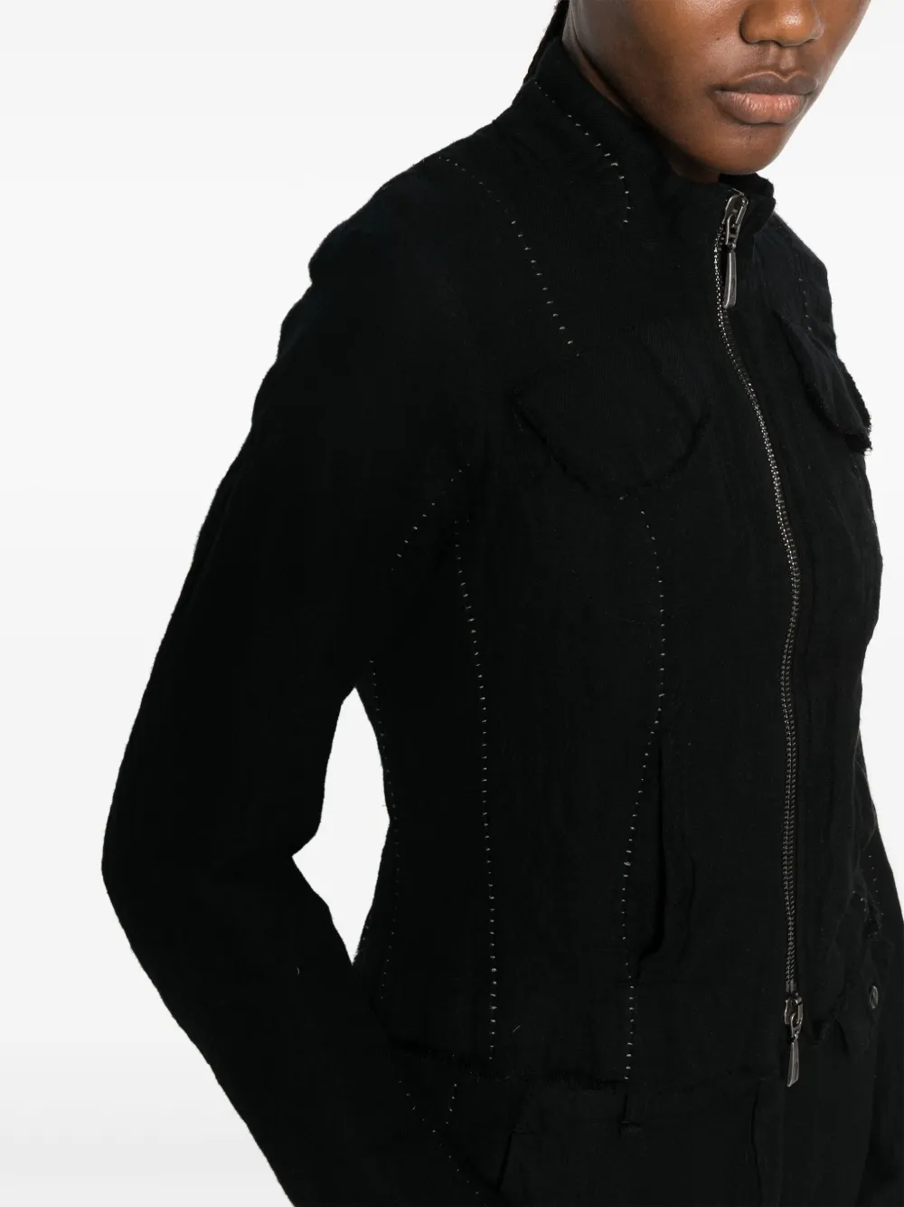 Masnada Perforated Cropped Jacket In Black