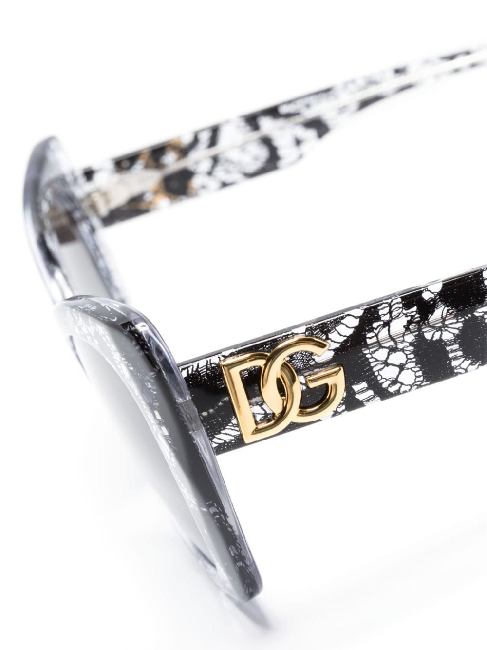 Shop Dolce & Gabbana Lace-detail Cat Eye-frame Sunglasses In Black