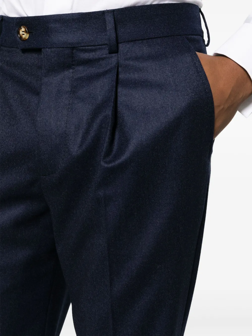 Brunello Cucinelli Geplooide pantalon met geplooid detail Blauw