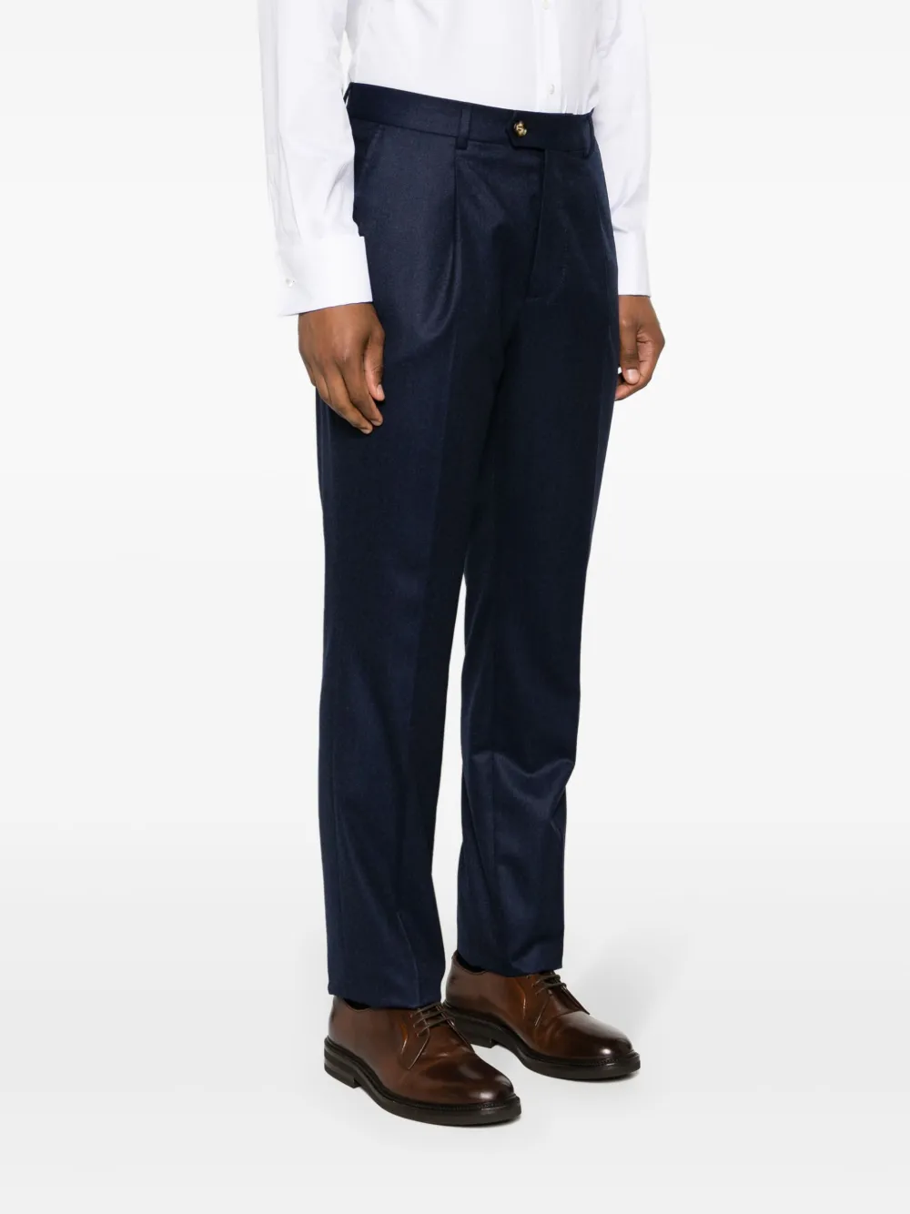 Brunello Cucinelli Geplooide pantalon met geplooid detail Blauw