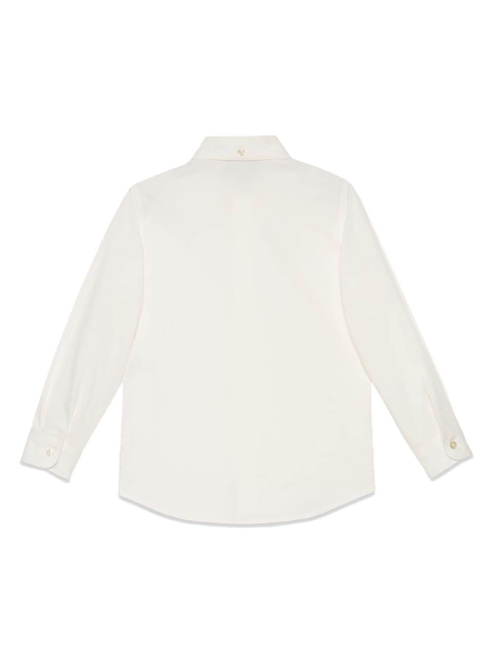 Shop Gucci Logo-embroidered Long-sleeve Shirt In White