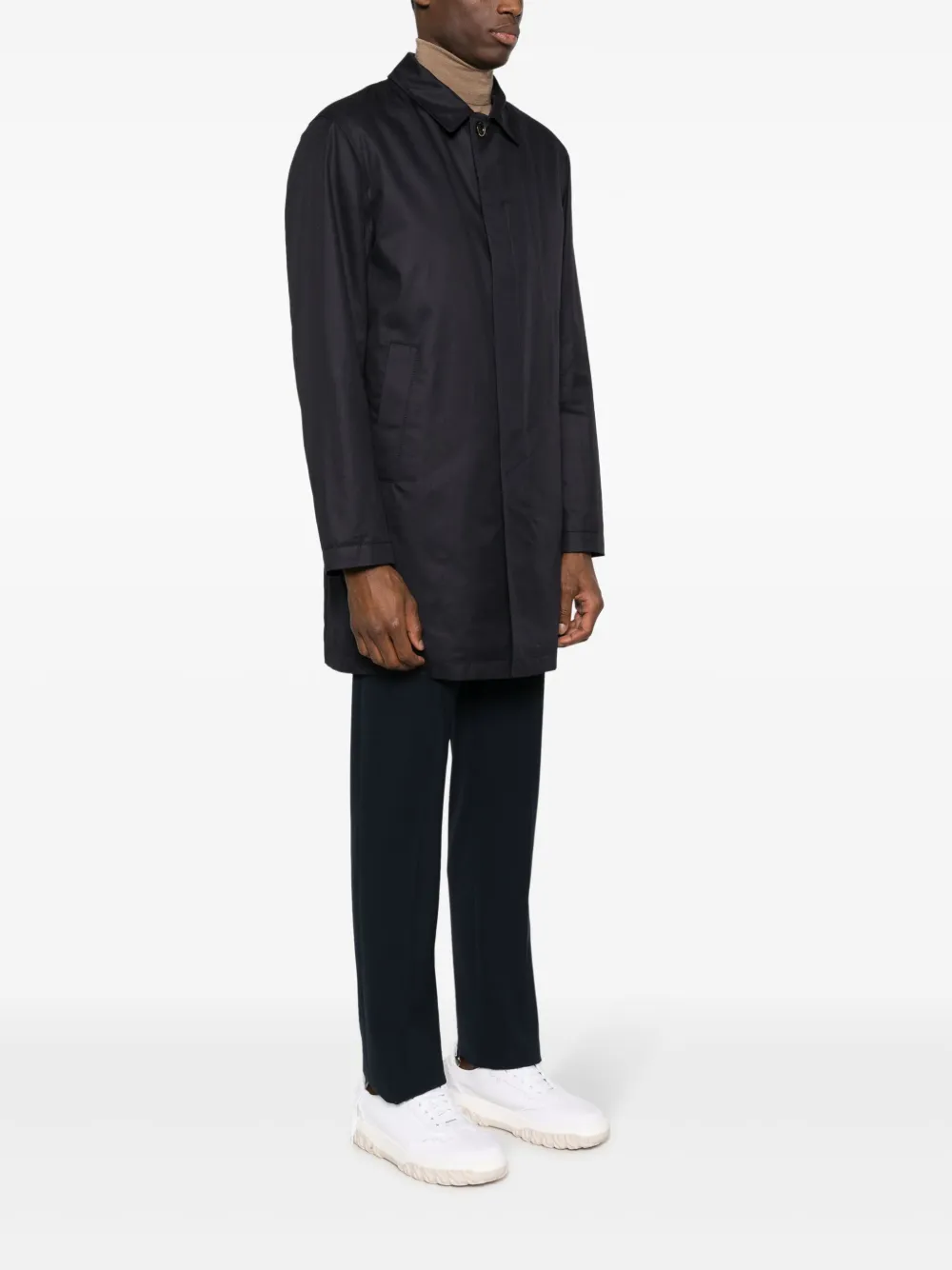 Herno Waterproof Button-up Trench Coat - Blue 