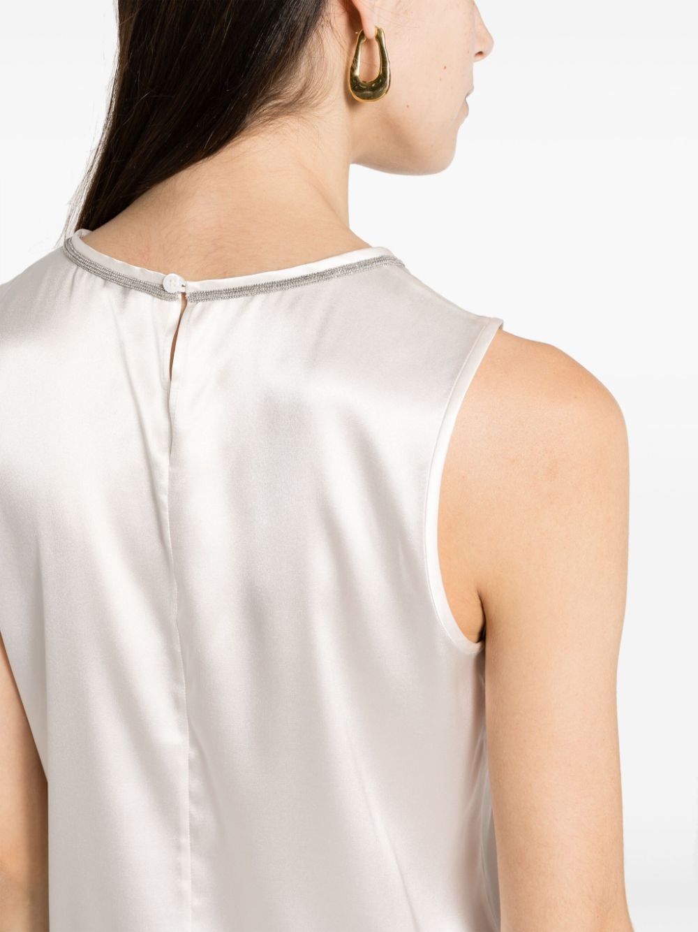Shop Peserico Sleeveless Stretch-silk Top In Neutrals