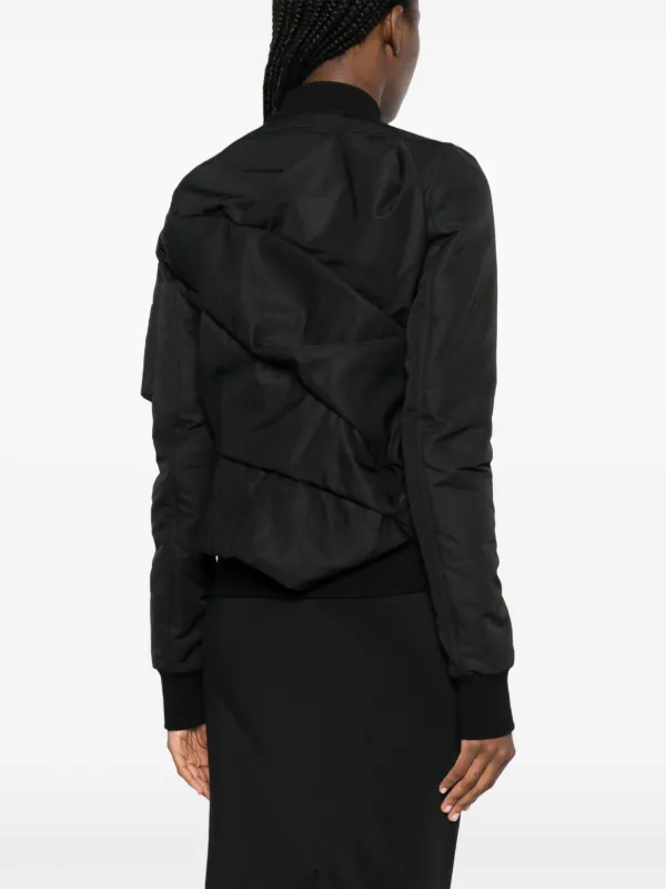 Rick Owens Ripple Draped Bomber Jacket | Black | FARFETCH
