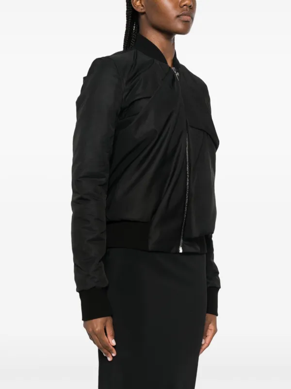 Rick Owens Ripple Draped Bomber Jacket | Black | FARFETCH