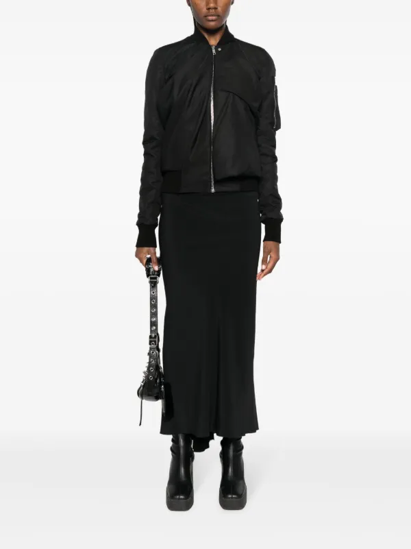 Rick Owens Ripple Draped Bomber Jacket | Black | FARFETCH