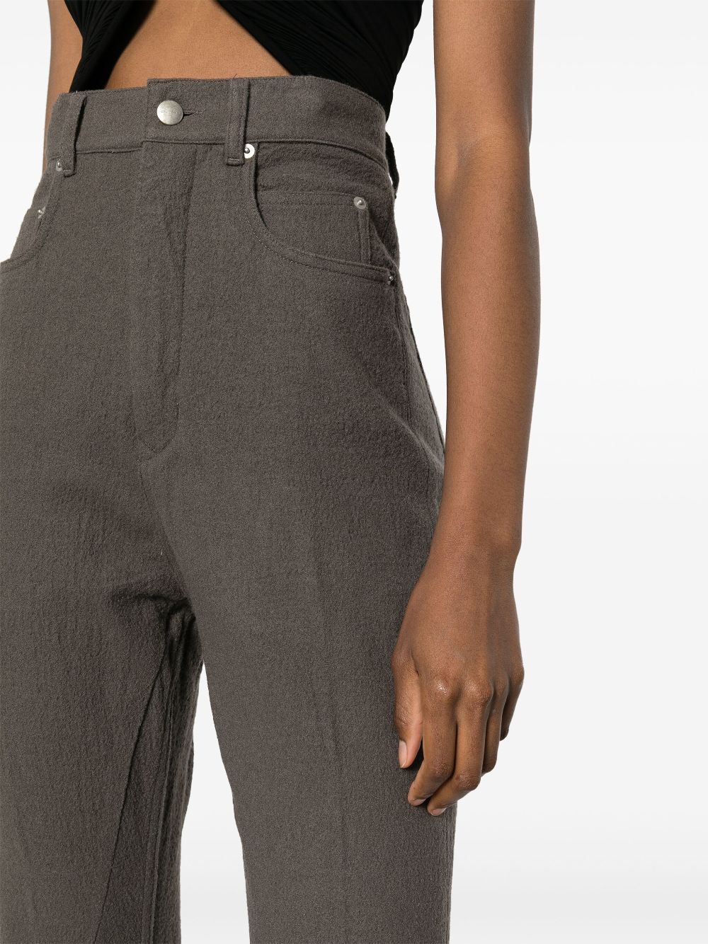 Shop Rick Owens Pressed-crease High-waist Trousers In Brown