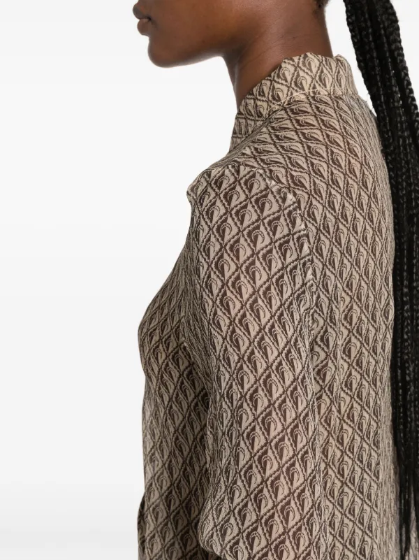 Marine Serre Moon Diamant Silk Shirt Dress | Neutrals | FARFETCH