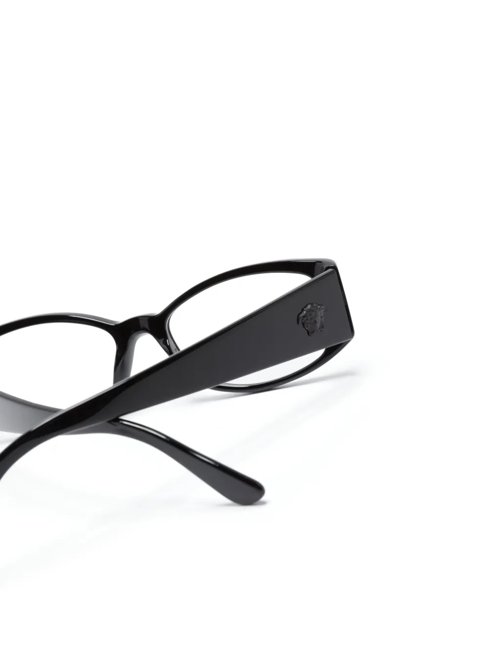 Shop Versace Medusa-motif Rectangle-frame Glasses In Black