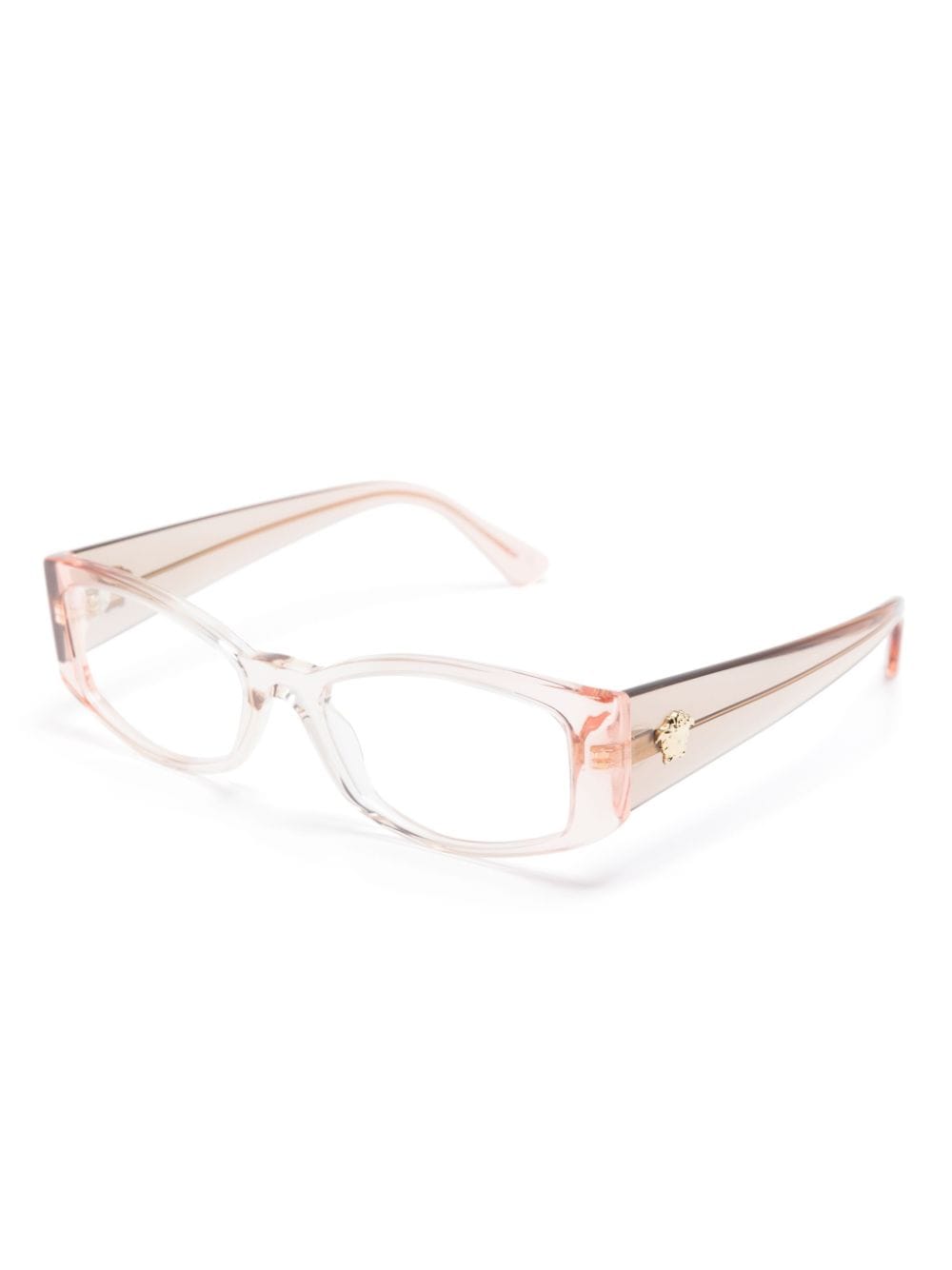 Shop Versace Medusa-motif Rectangle-frame Glasses In Neutrals