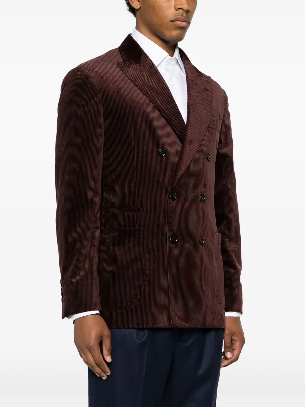 Brunello Cucinelli Ribfluwelen blazer met dubbele rij knopen Paars