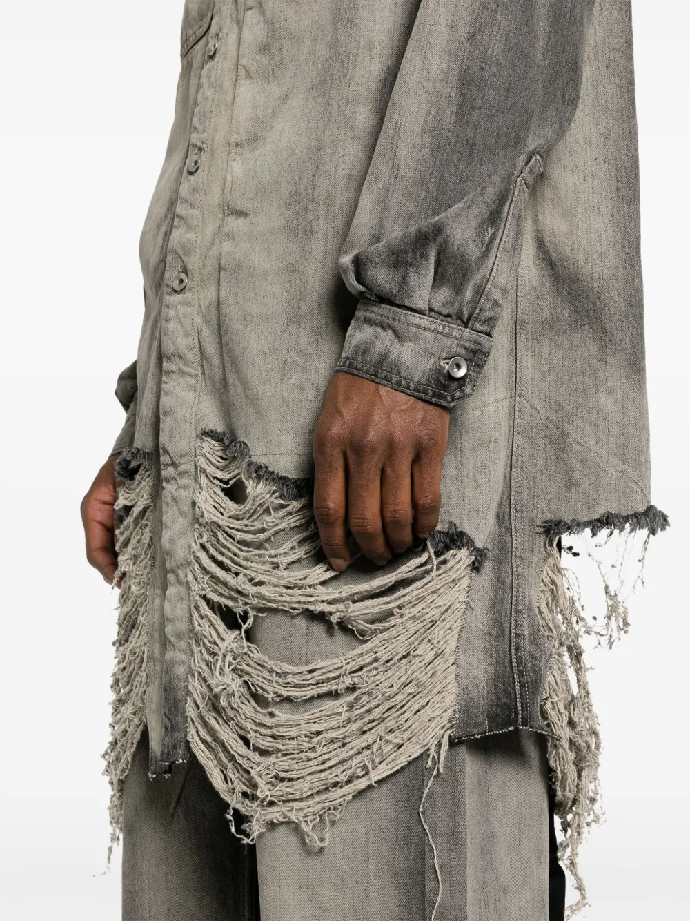 Rick Owens DRKSHDW Overhemd met gescheurd detail Grijs