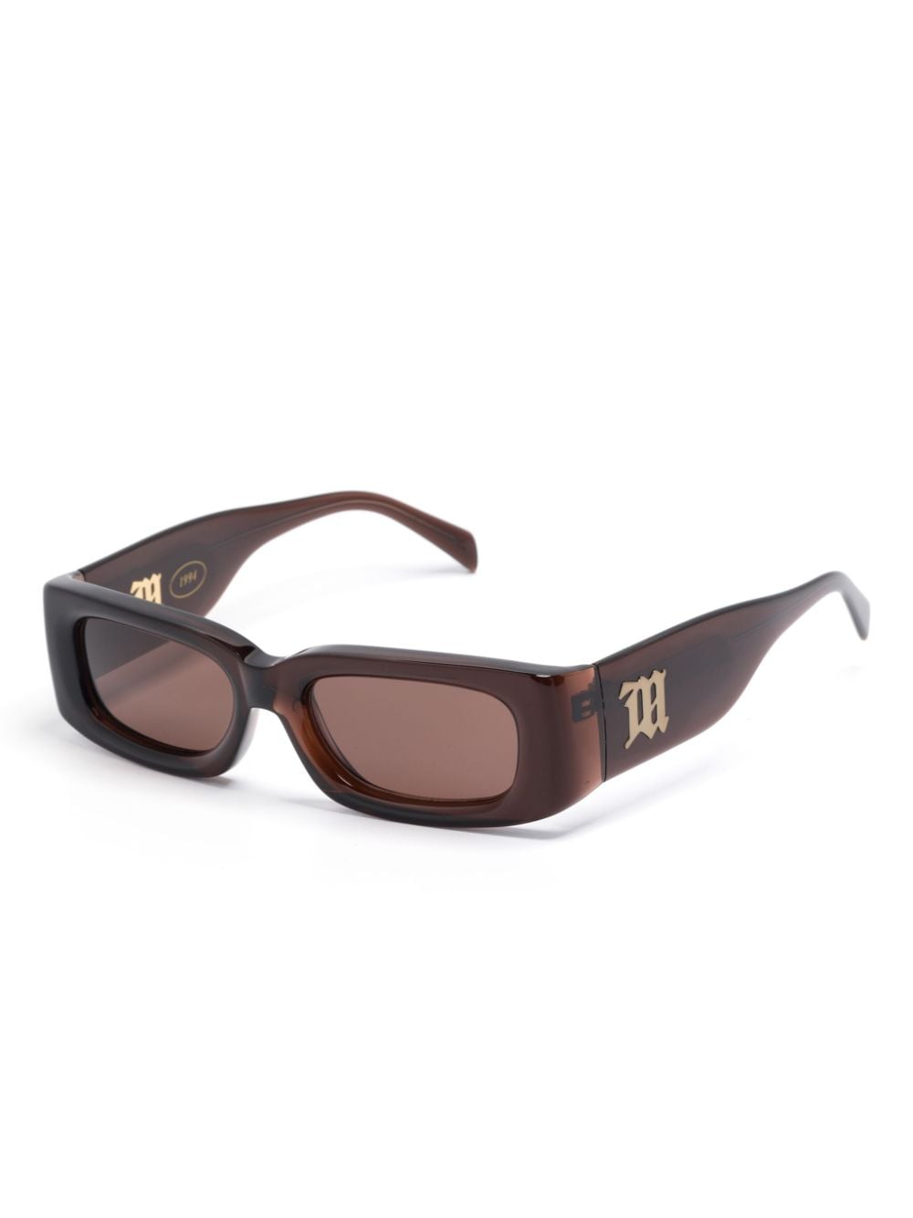 Shop Misbhv Logo-plaque Rectangle-frame Sunglasses In Brown