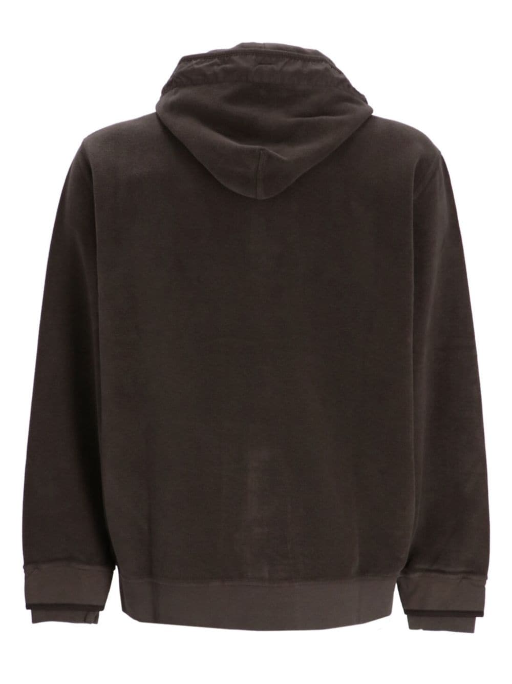 Shop C.p. Company Logo-embroidered Zipped Cotton Hoodie In Brown