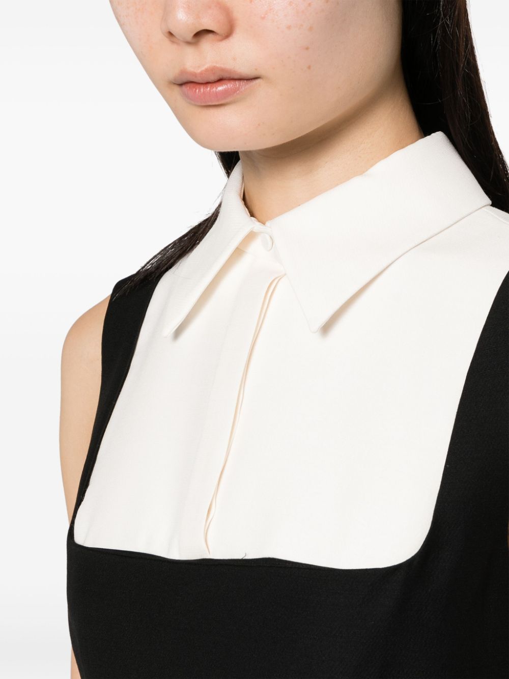 Shop Valentino Shirt-collar Sleeveless Minidress In Schwarz