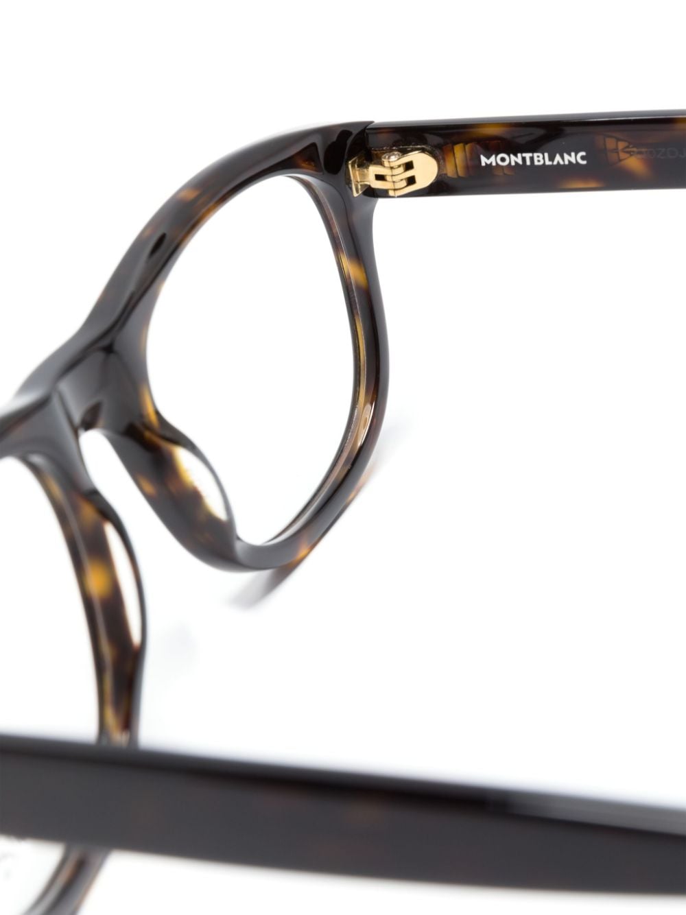 Shop Montblanc Tortoiseshell-effect Round-frame Glasses In Brown