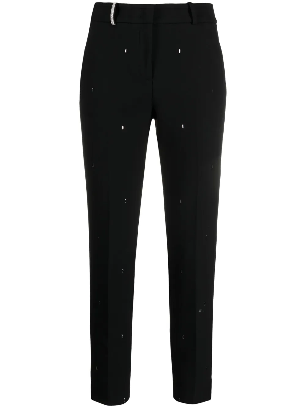 Peserico Iconic Rhinestone-embellished Trousers In Black