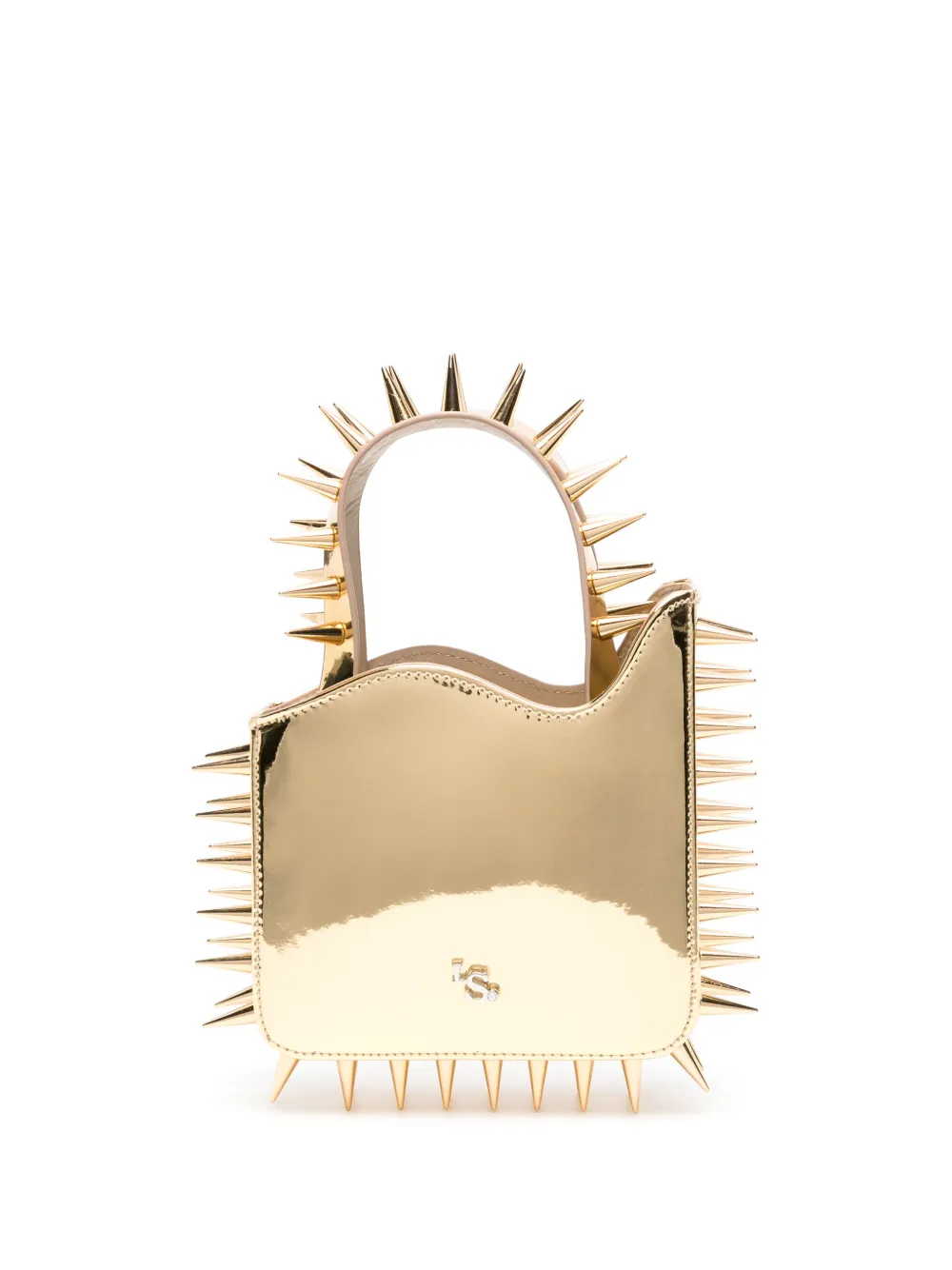 Le Silla Jagger Spike-stud Patent-leather Tote Bag In Gold