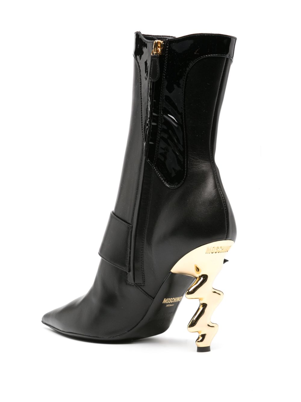 Shop Moschino 110mm Buckle-detail Leather Boots In Black