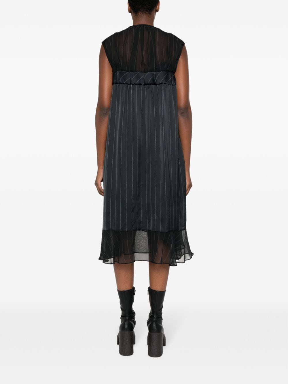 Shop Sacai Asymmetric Knitted-panel Dress In Black