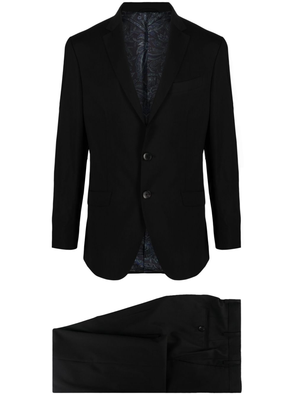Etro Single-breasted Virgin-wool Suit In Black