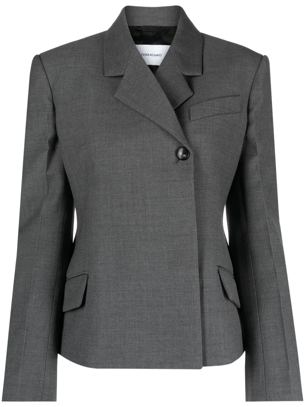 Ferragamo Double-breasted Wool Blazer In Grey