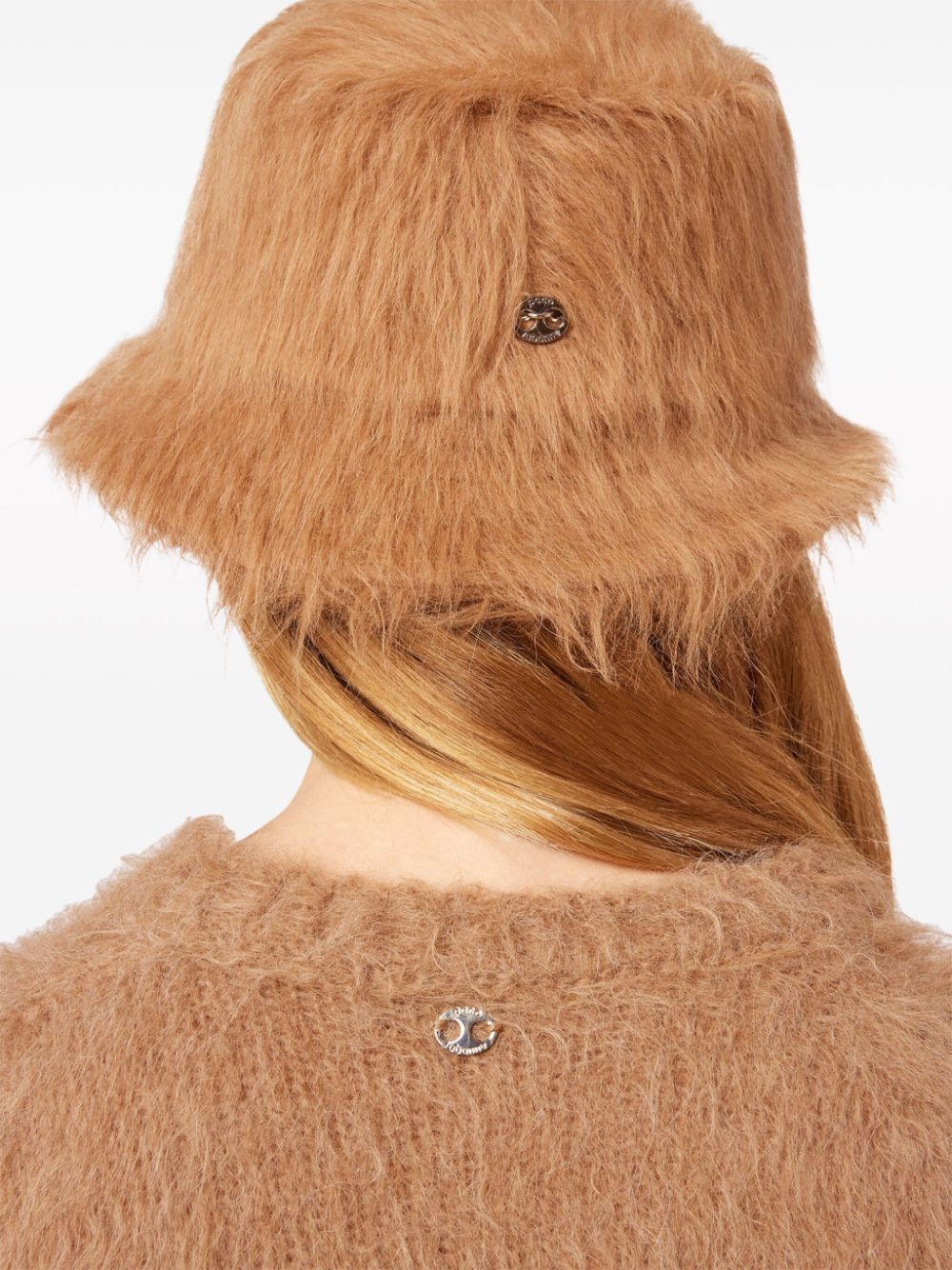 Shop Rabanne Logo-plaque Brushed-effect Bucket Hat In Neutrals