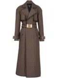 Balmain mini monogram-jacquard trench coat - Brown