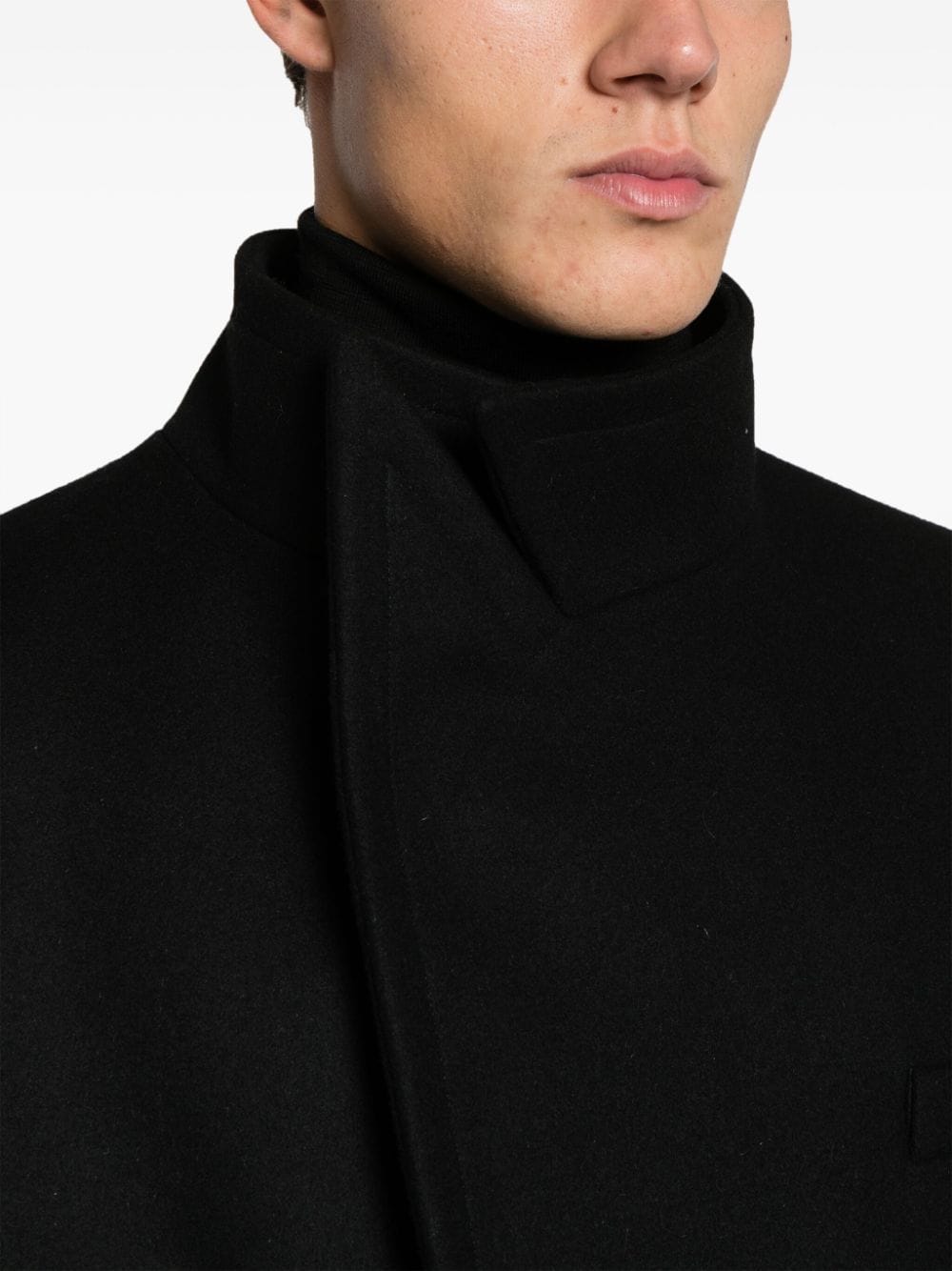 Shop Balmain Single-breasted Felted Wool Coat In Black
