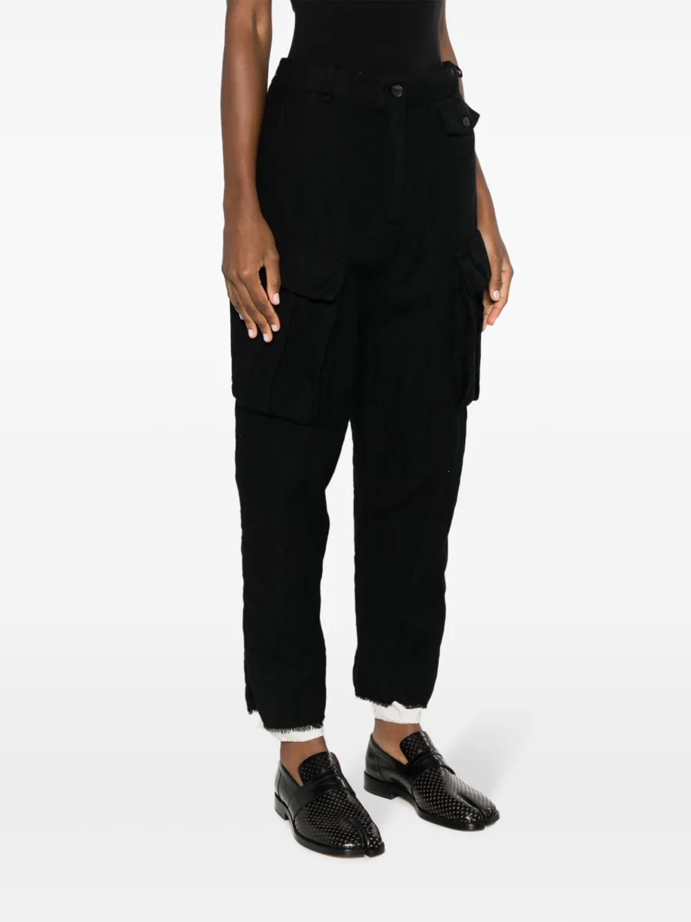 Masnada Cropped Cargo Trousers In Black