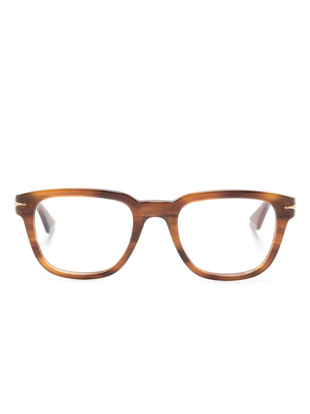 Montblanc Logo雕刻长方形镜框眼镜 In Brown