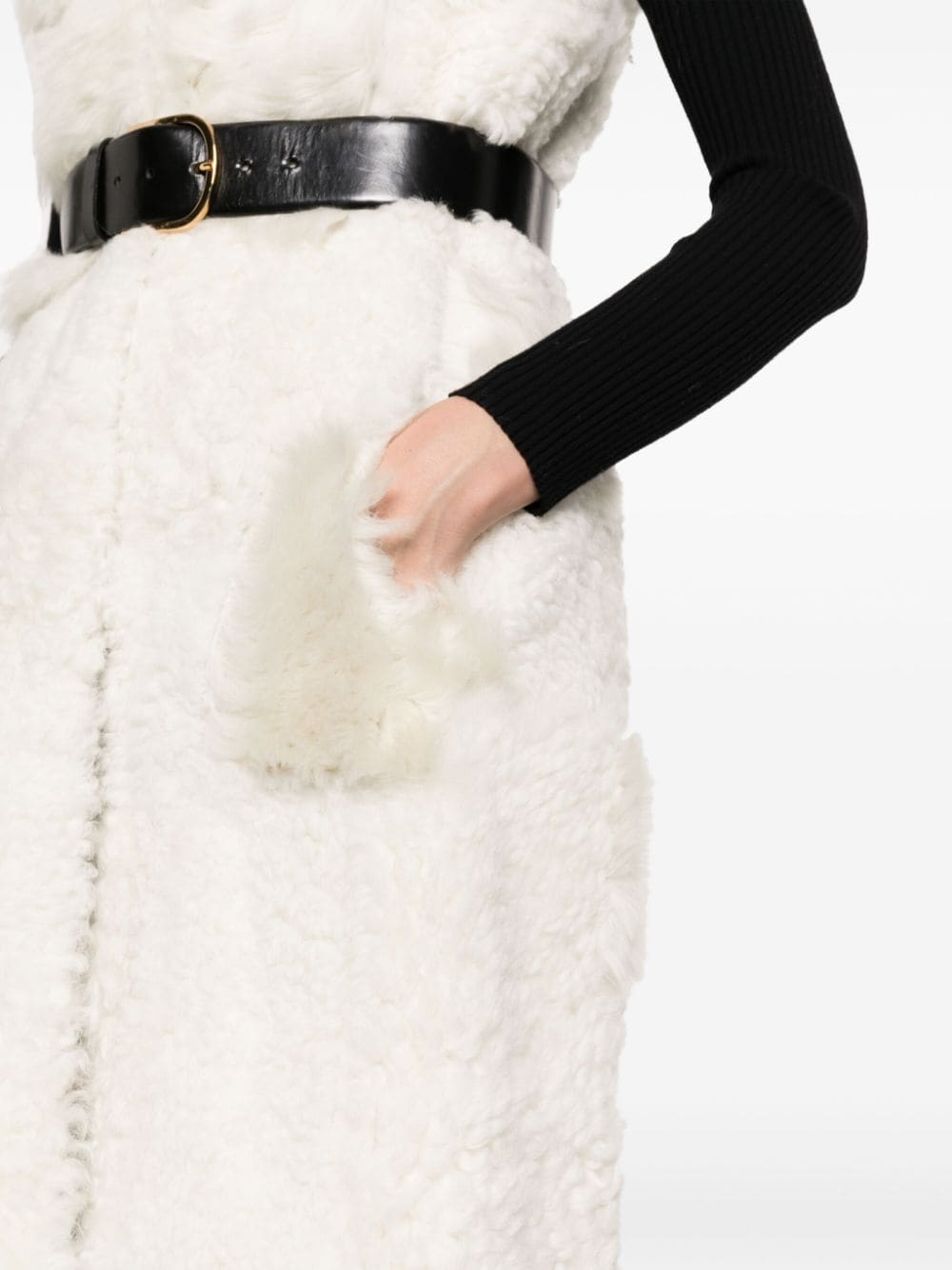 Shop Chloé Patchwork Shearling Gilet In White
