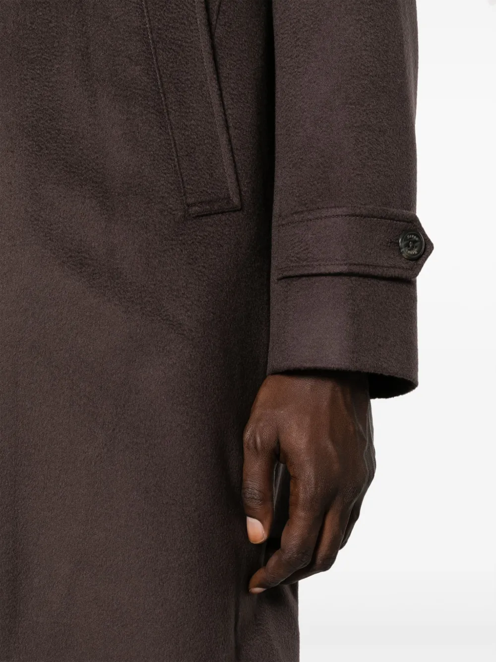 Herno Single-breasted Virgin Wool-cashmere Coat In Brown
