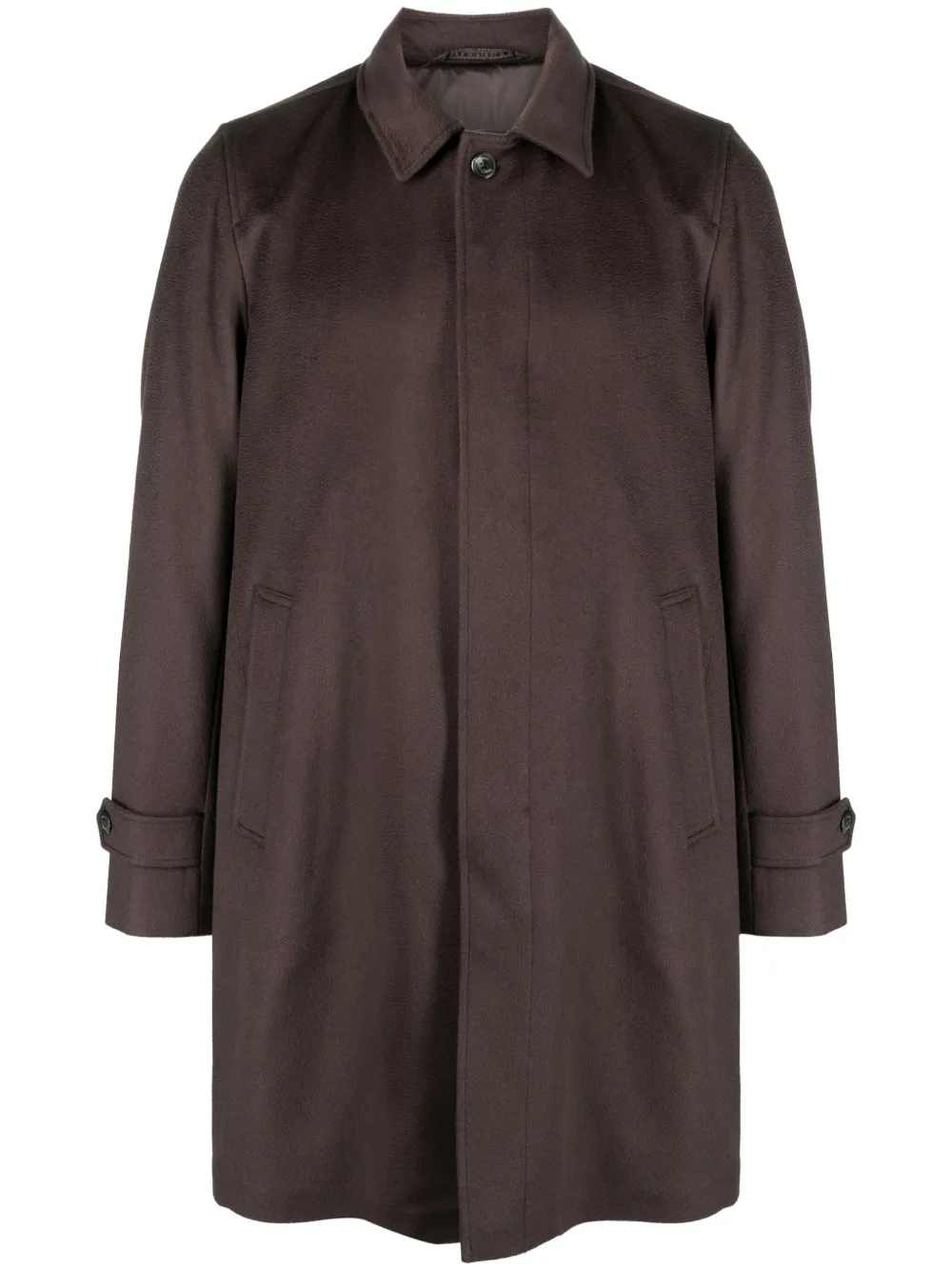 Herno Single-breasted Virgin Wool-cashmere Coat In Brown