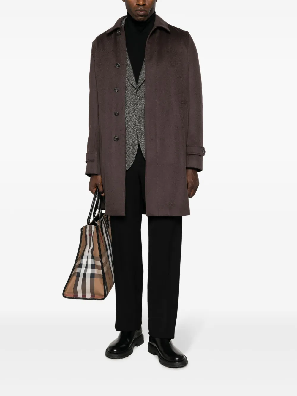 Herno Single-breasted Virgin Wool-cashmere Coat In Brown