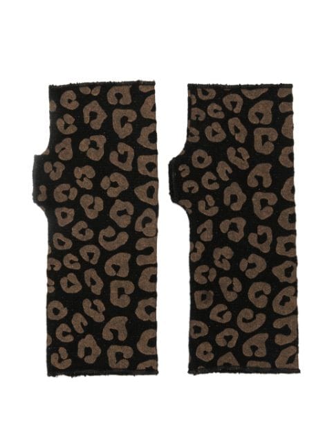 Zhoe & Tobiah leopard-print cotton-blend mittens 