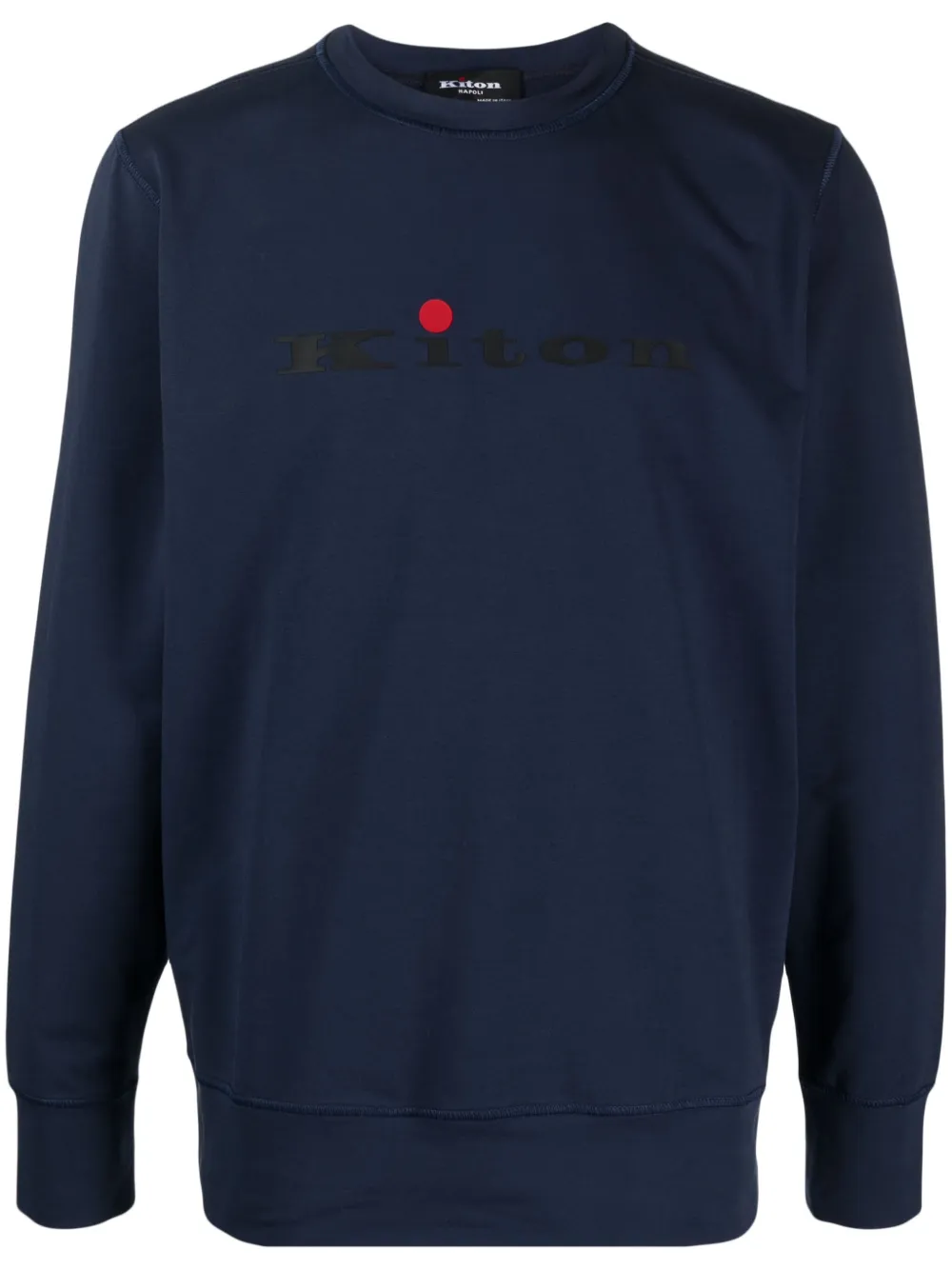 Kiton Logo-print Cotton Sweatshirt In Blue