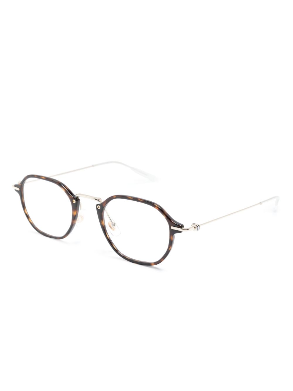 Montblanc tortoiseshell-effect round-frame glasses - Zilver