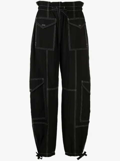 GANNI pantalones con cintura paperbag