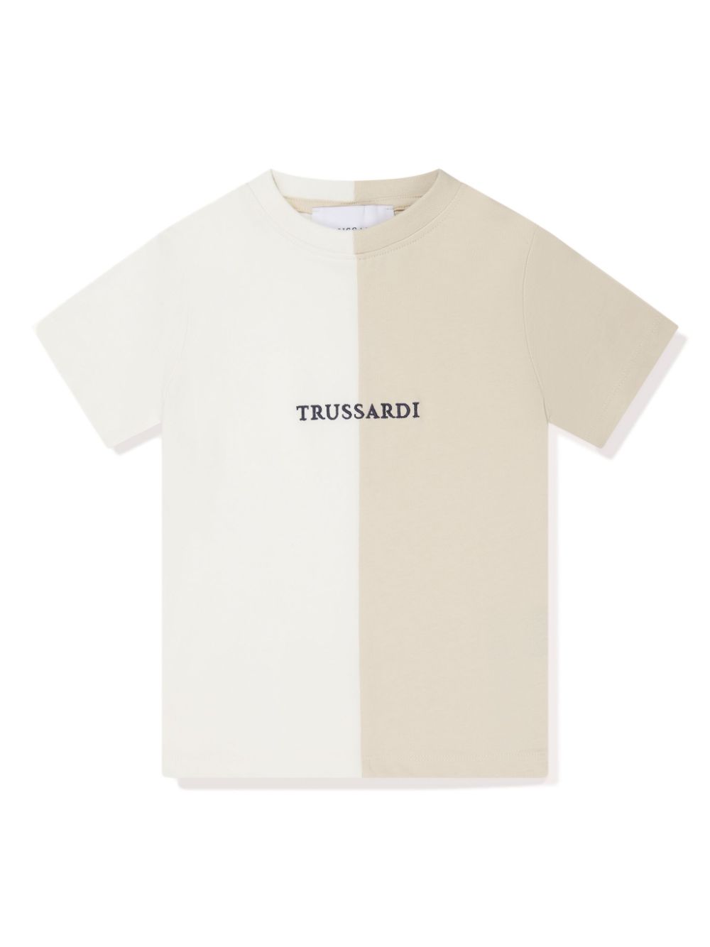 Trussardi Junior Kids' Two-tone Cotton T-shirt In White