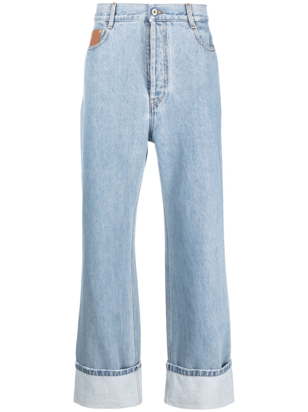 Loewe Mens Light Denim Turn-up Mid-rise Straight-leg Jeans