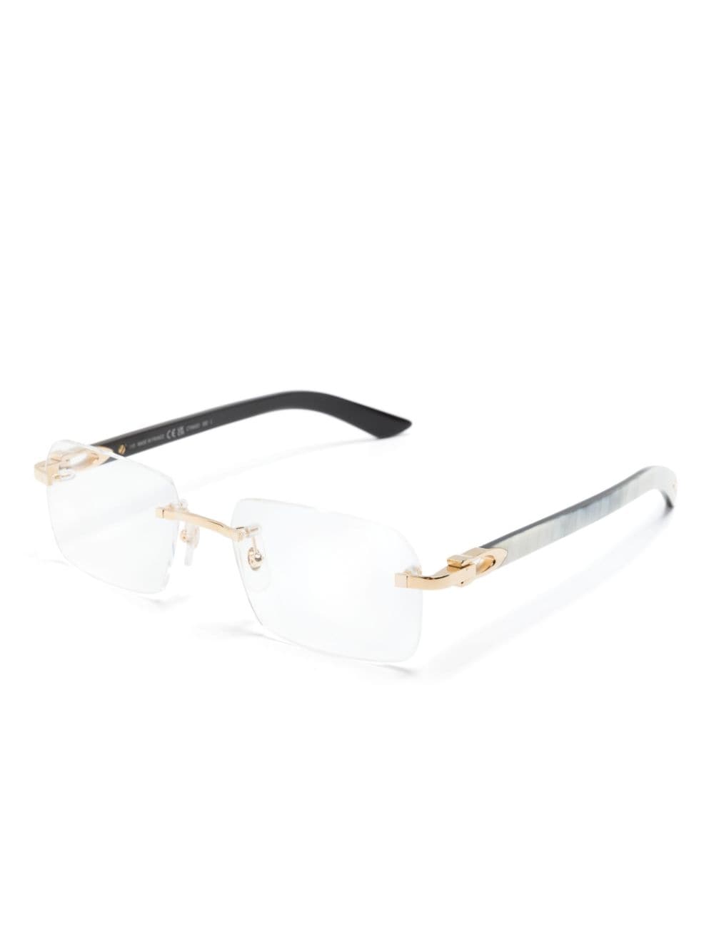 Shop Cartier Frameless Rectangle Glasses In Neutrals