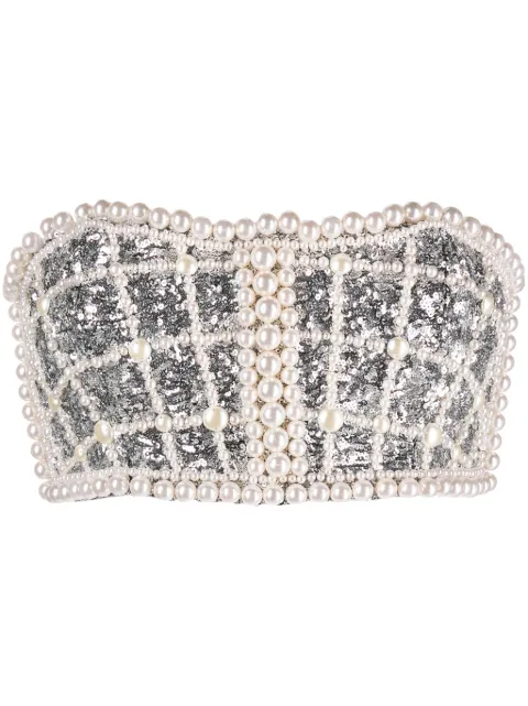 Balmain embellished cropped bustier top
